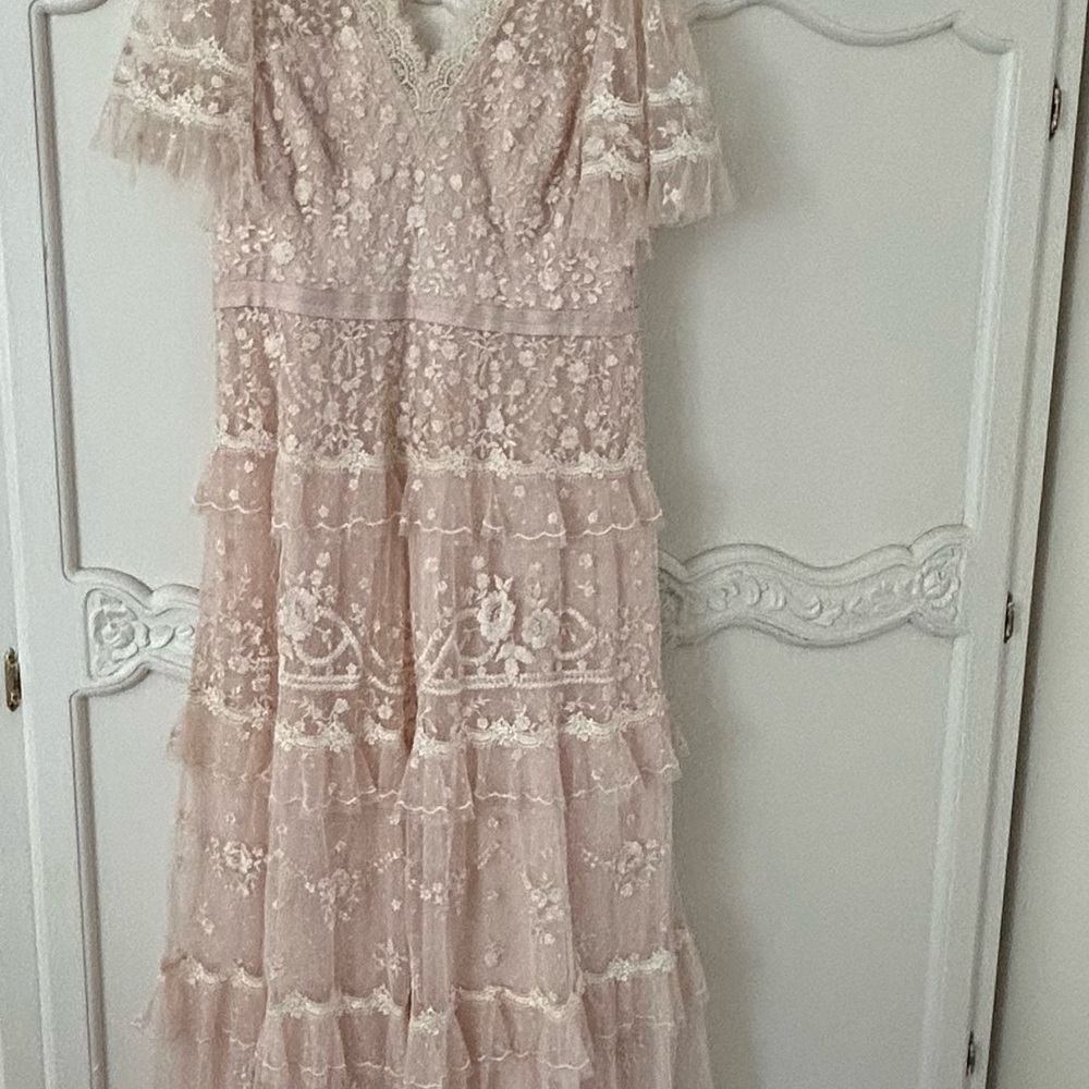 Needle & Thread Elegant Lace Pink Dress